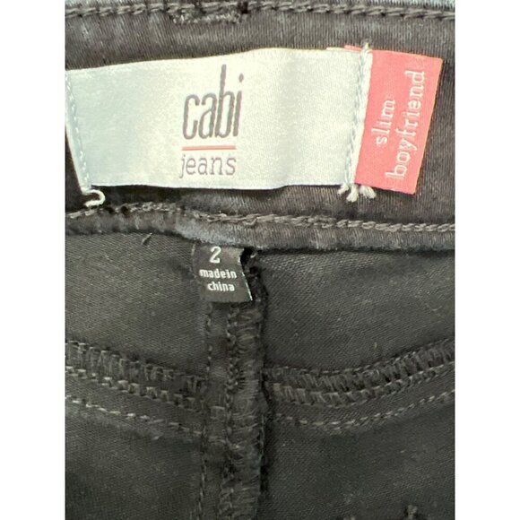CABI Slim Boyfriend Distressed Jeans Washed Black Sz 2 #3387 - Picture 6 of 7